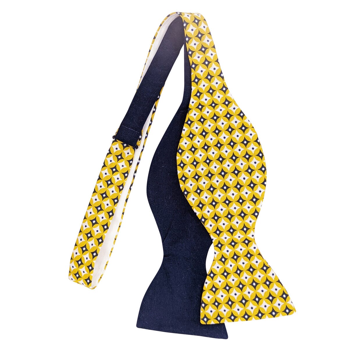 Retro Mustard Circles Double Self-Tie Bow Tie - Bow Ties - - THREADPEPPER
