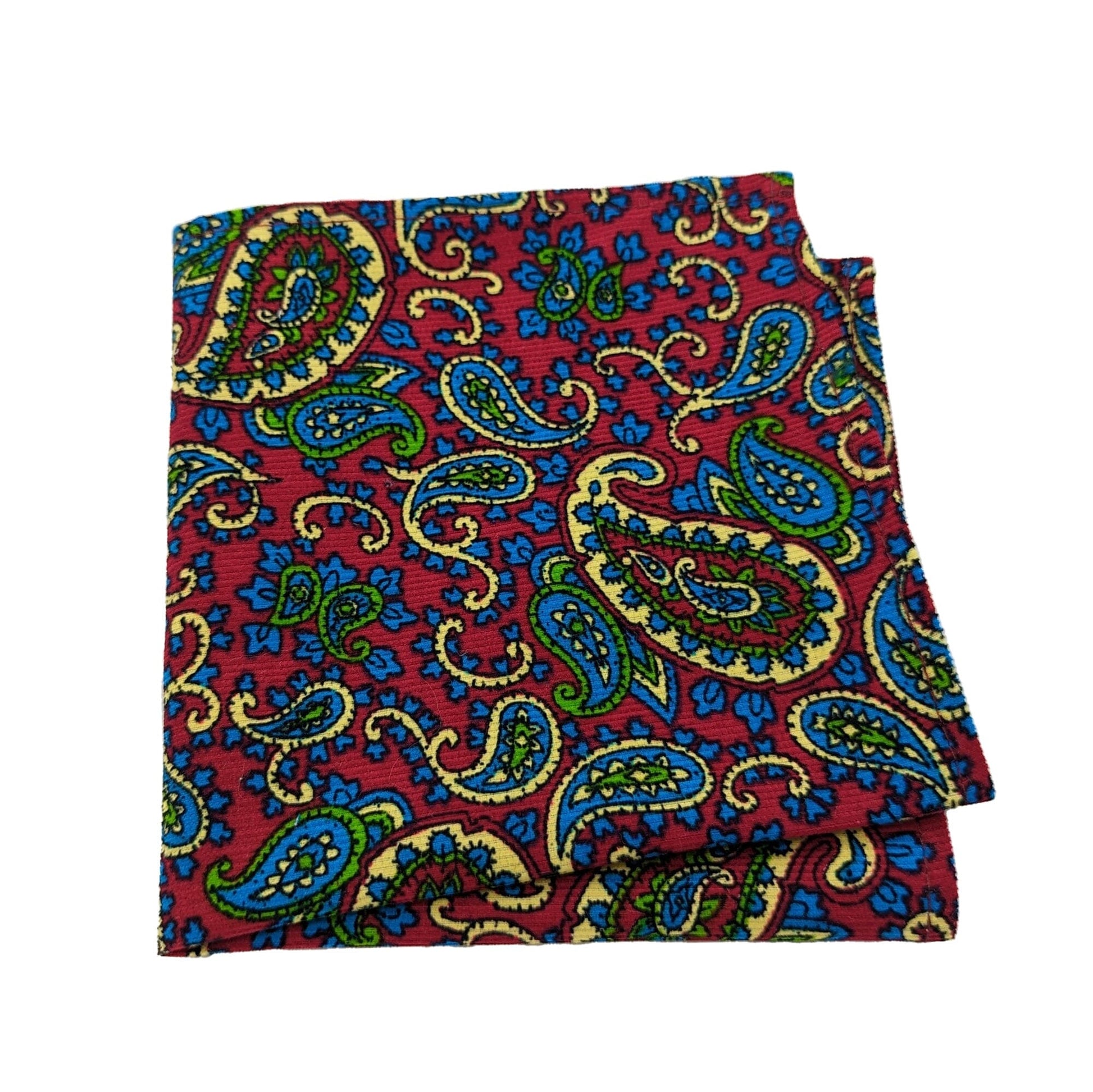 Retro Paisley Cotton Pocket Square - Handkerchiefs - - THREADPEPPER