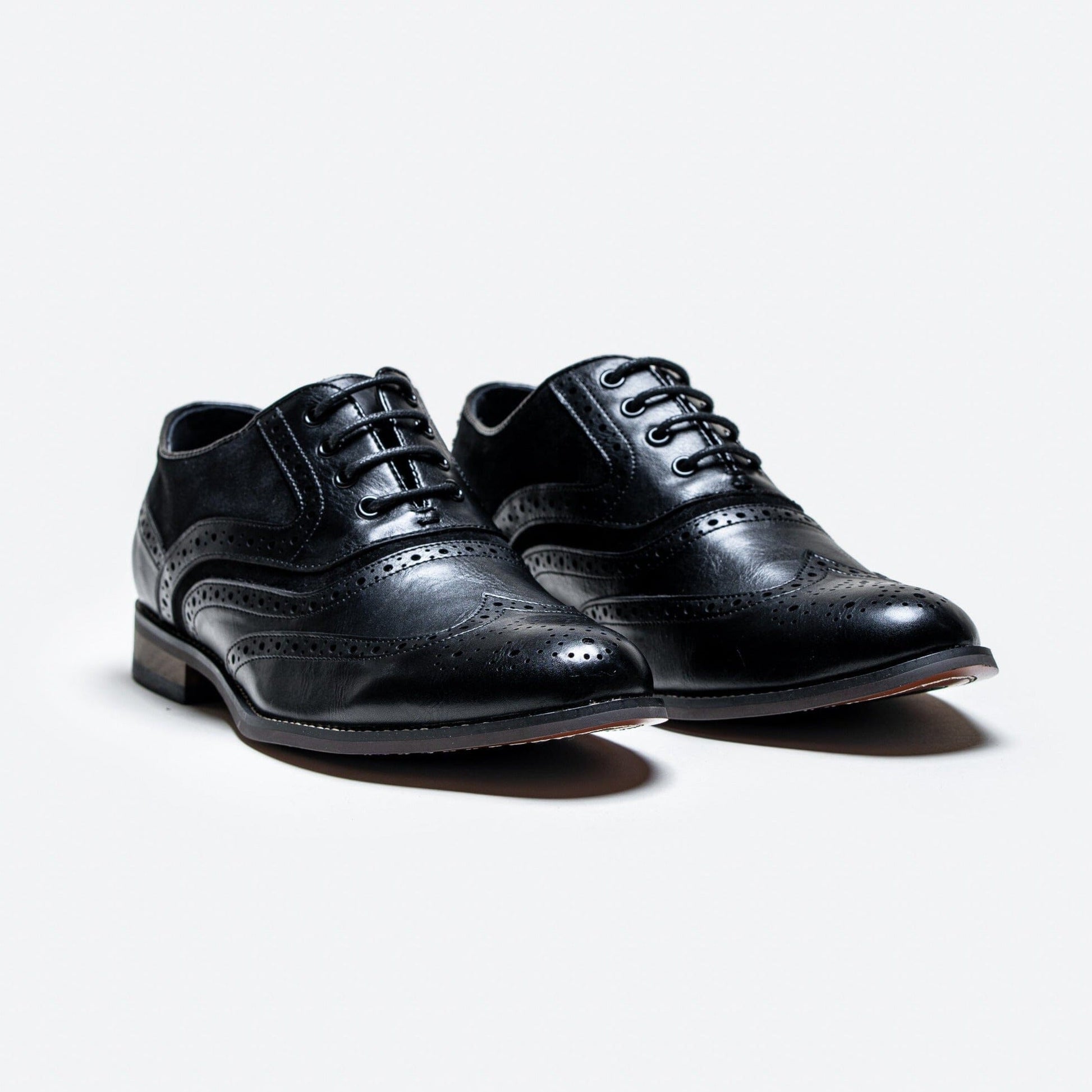 Russel Black Brogue Shoes - Shoes - - THREADPEPPER