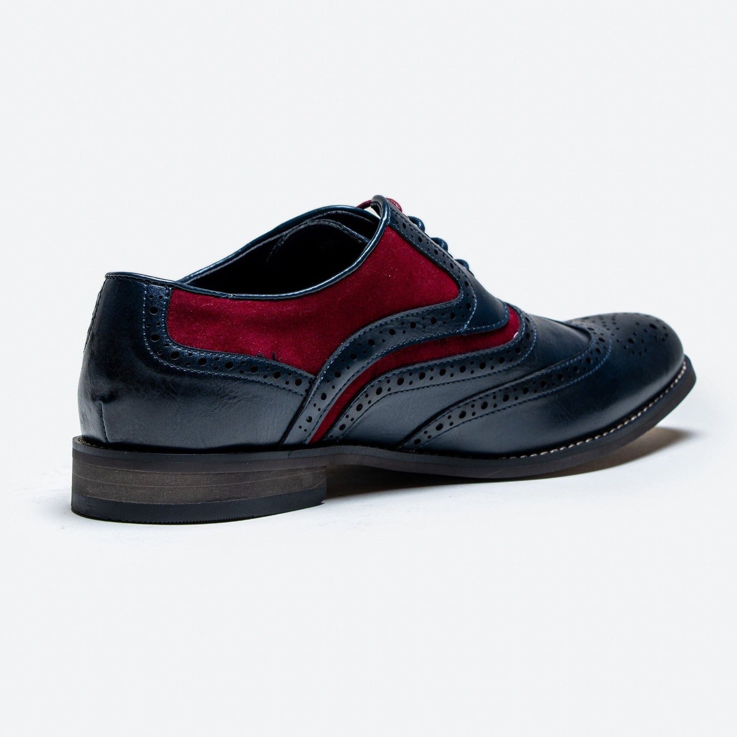 Russel Navy & Red Brogue Shoes - Shoes - - THREADPEPPER