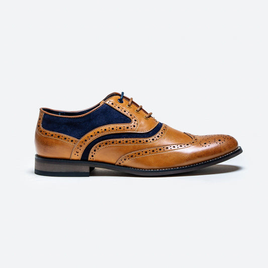 Russel Tan & Navy Brogue Shoes - OOS 3/8/23 - Shoes - 7 - THREADPEPPER