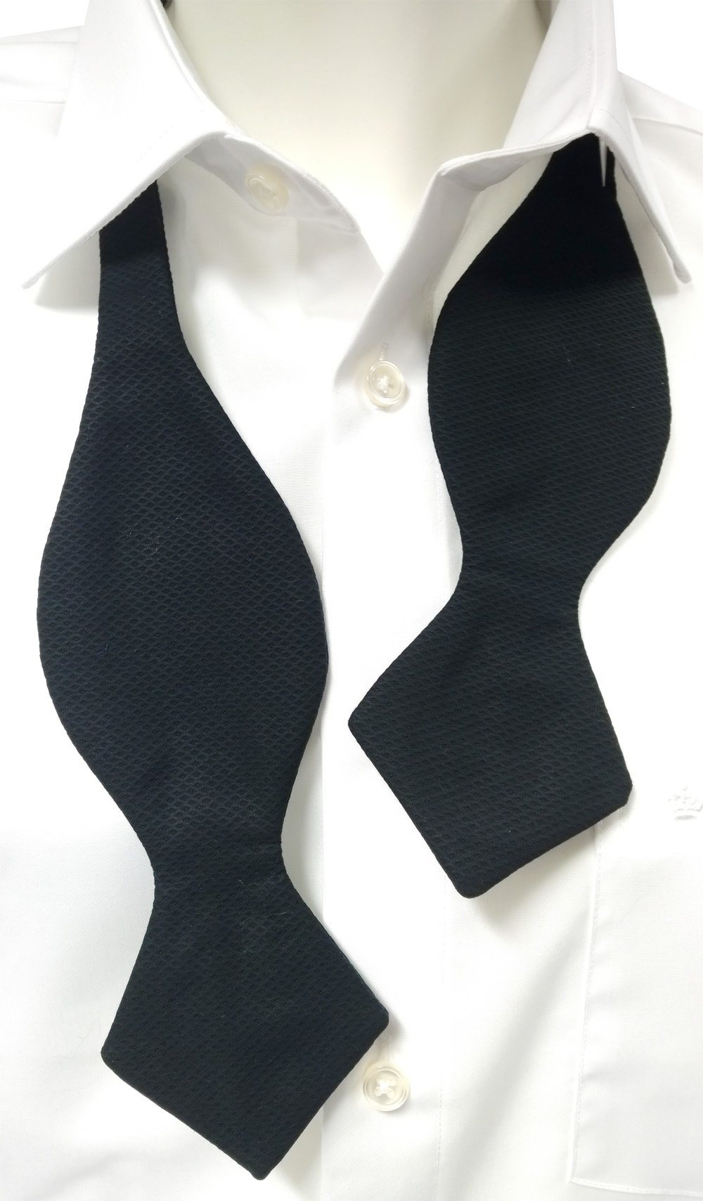 Self-Tie Diamond Point Black Marcella Bow Tie - Formalwear - - THREADPEPPER