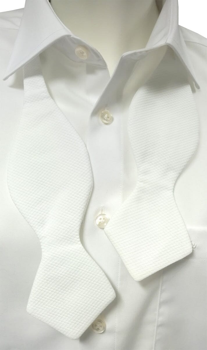 Self-Tie Diamond Point White Marcella Bow Tie - Formalwear - - THREADPEPPER