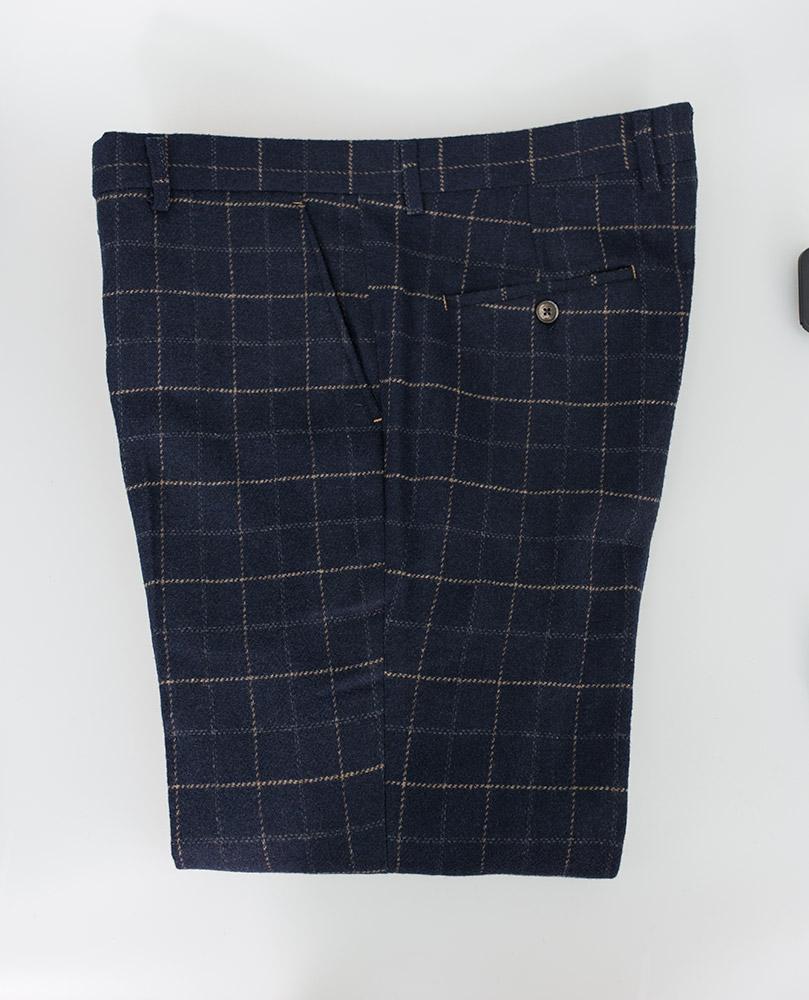 Heavy Blue Tweed Check Trousers - STOCK CLEARANCE - Trousers - 30R - THREADPEPPER