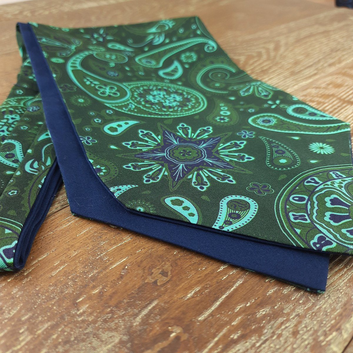 Starburst Green Paisley Silk Cravat - Cravats - - THREADPEPPER