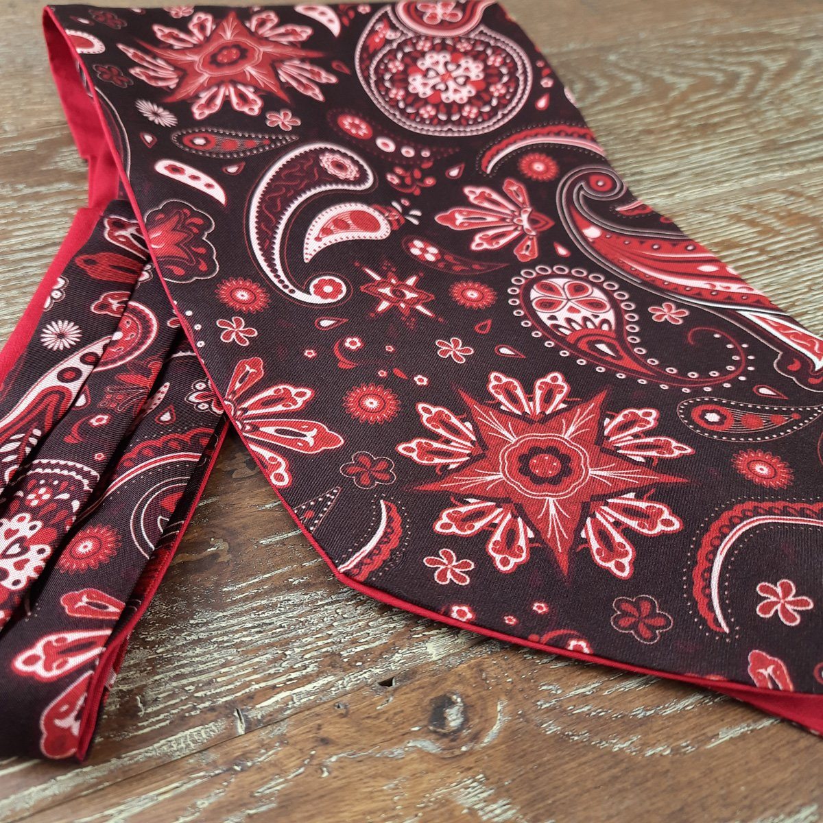 Starburst Red Paisley Silk Cravat - Cravats - - THREADPEPPER