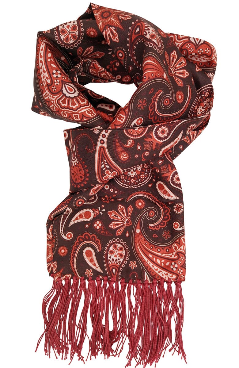 Starburst Red Paisley Silk Scarf - Scarves - - THREADPEPPER