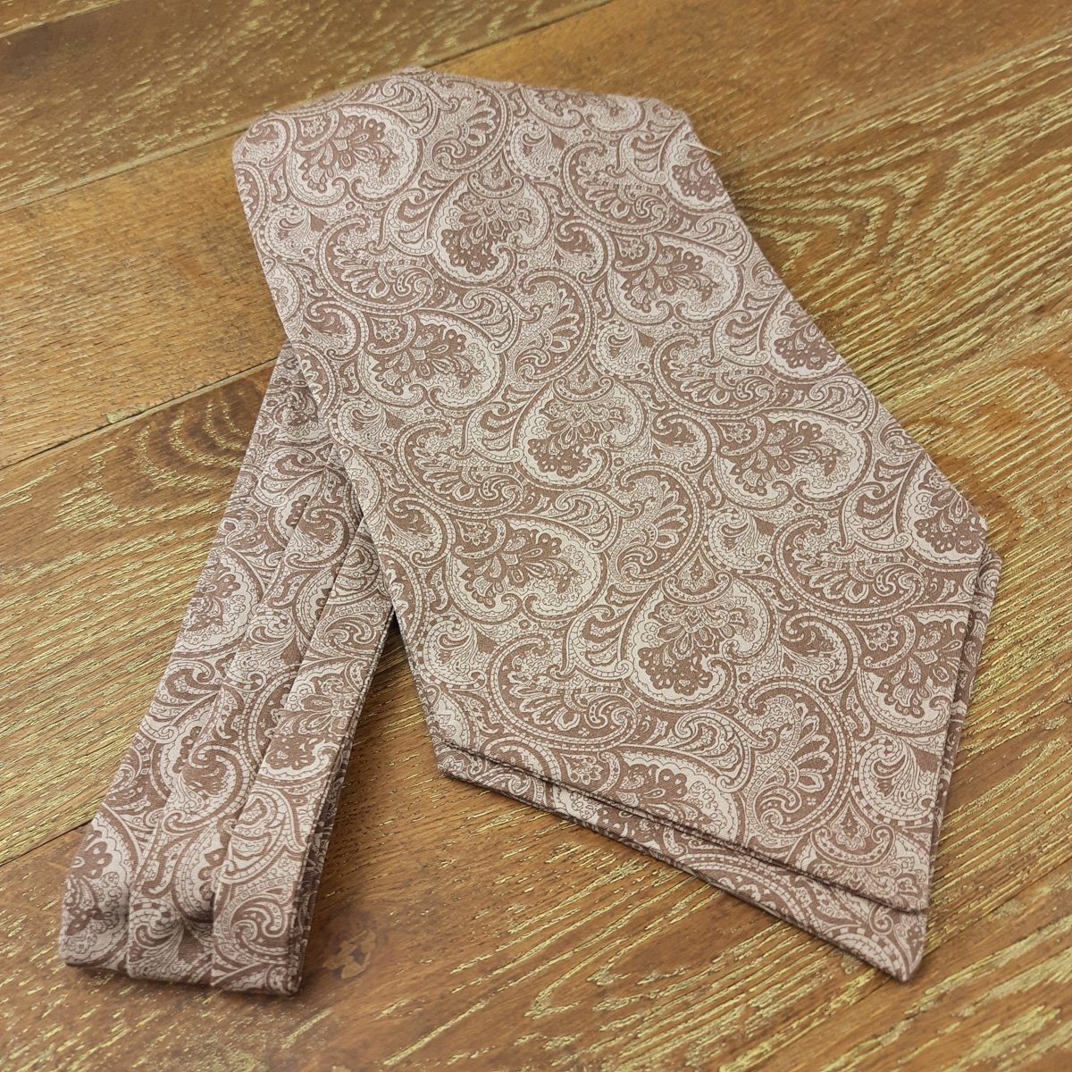 Taupe Floral Paisley Cotton Cravat - Cravats - - THREADPEPPER