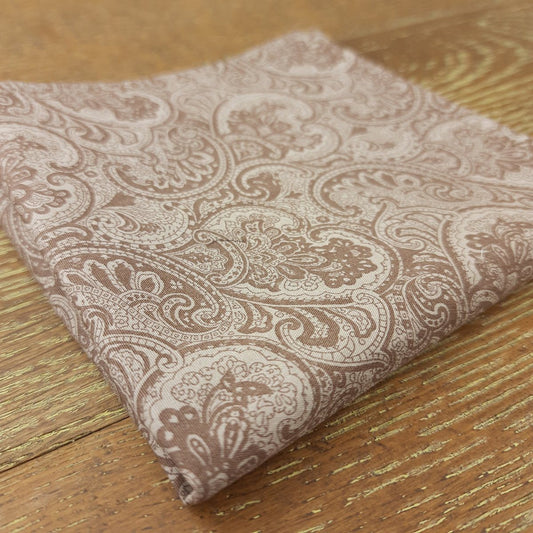 Taupe Floral Paisley Cotton Pocket Square - Handkerchiefs - - THREADPEPPER