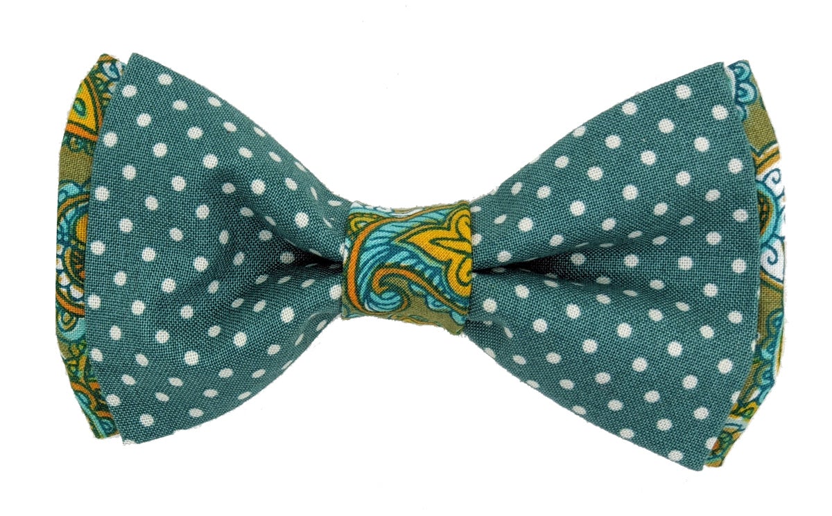 Teal Spot Double Bow Tie - Bow Ties - - THREADPEPPER