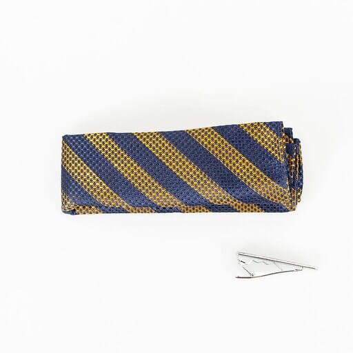 Tobacco/Navy Stripe Knitted Tie Set - OOS 13/6/23 - Ties - - THREADPEPPER
