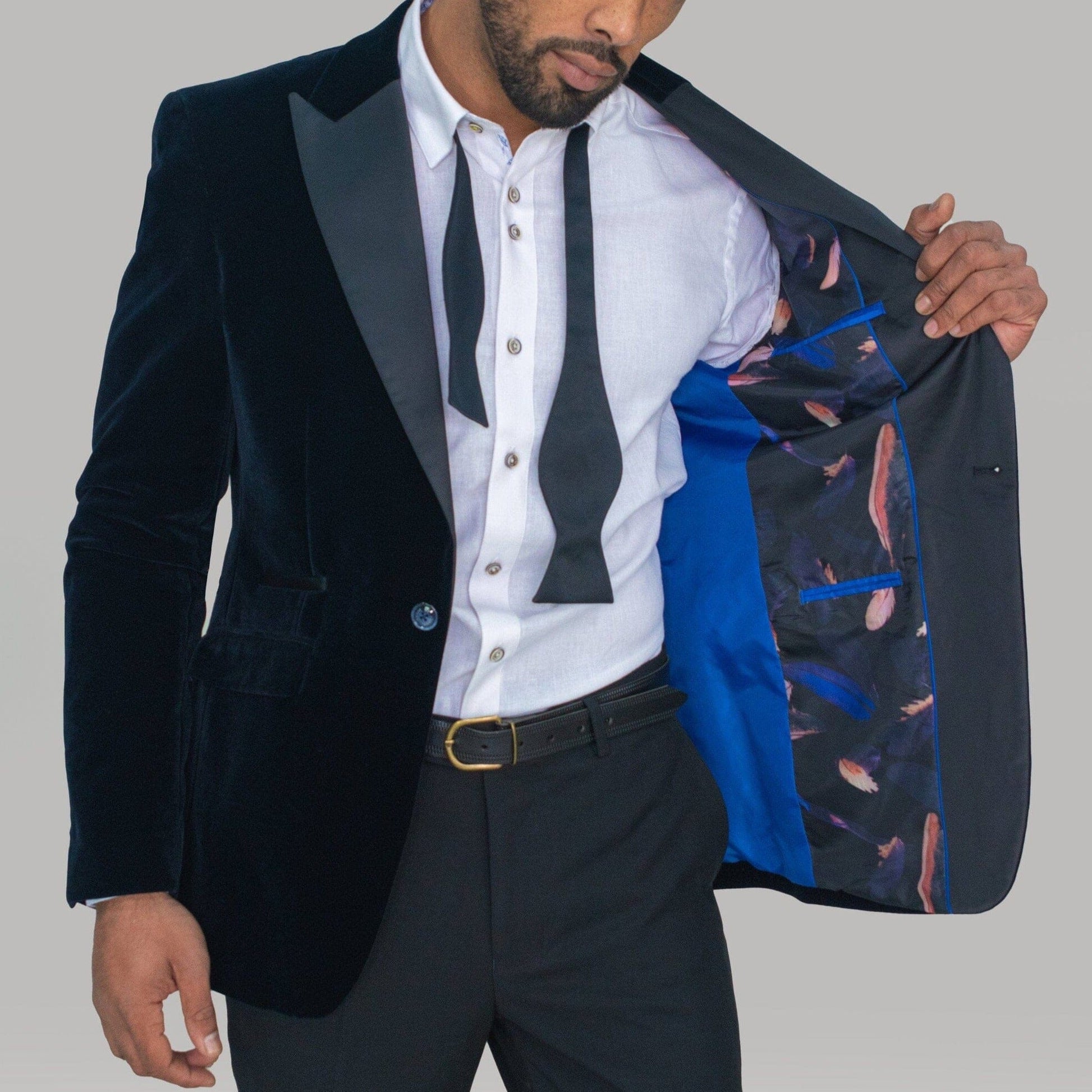 Velvet Navy Blazer - STOCK CLEARANCE - Blazers & Jackets - - THREADPEPPER