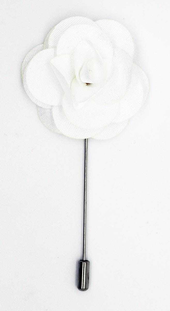 White Flower Boutonniere Lapel Pin - Lapel Pin - - THREADPEPPER