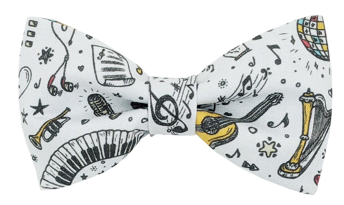 White Music Doodles Bow Tie - Bow Ties - Ready-Tied - THREADPEPPER