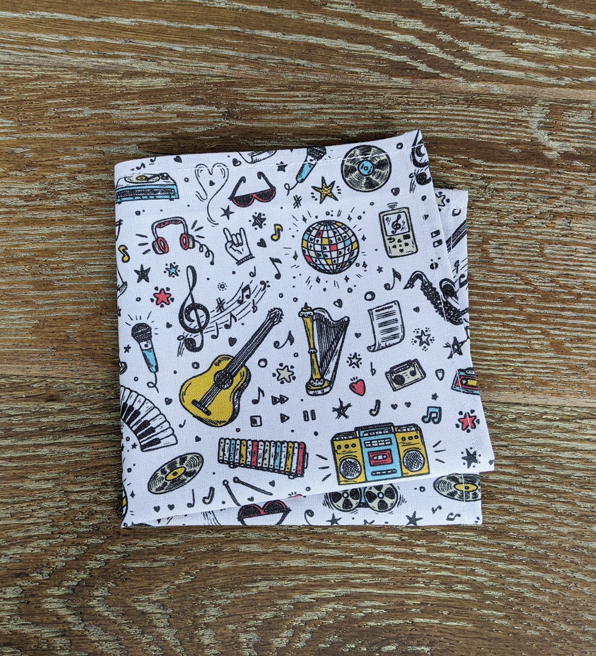 White Music Doodles Pocket Square - Handkerchiefs - - THREADPEPPER