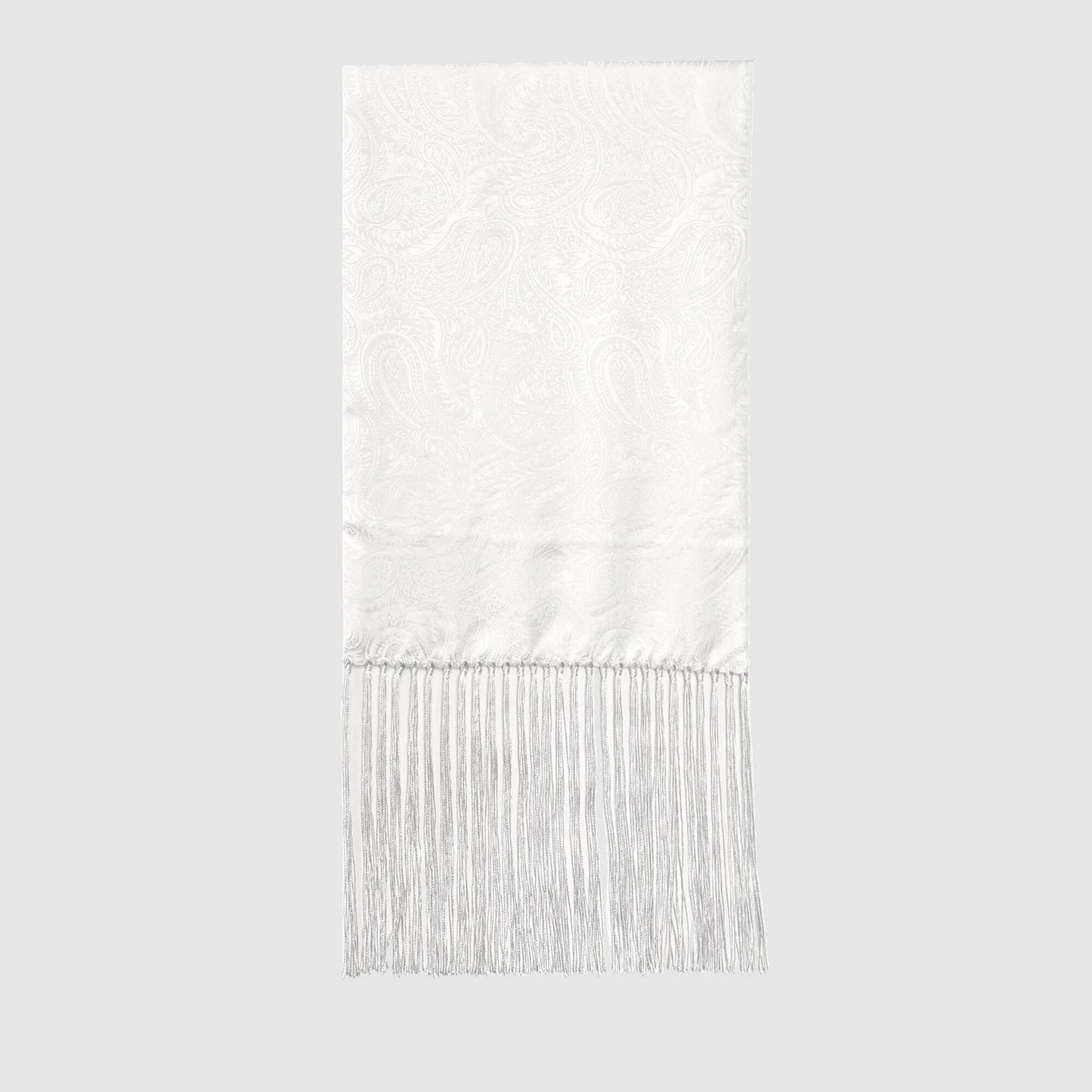 White Paisley Silk Dress Scarf - Scarves - - THREADPEPPER