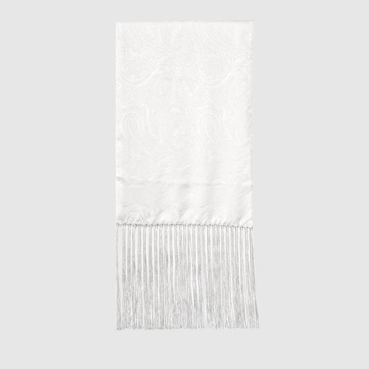 White Paisley Silk Dress Scarf - Scarves - - THREADPEPPER