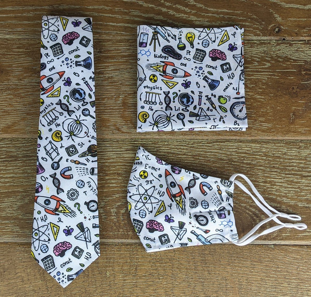 White Science Doodles Pocket Square - Handkerchiefs - - THREADPEPPER