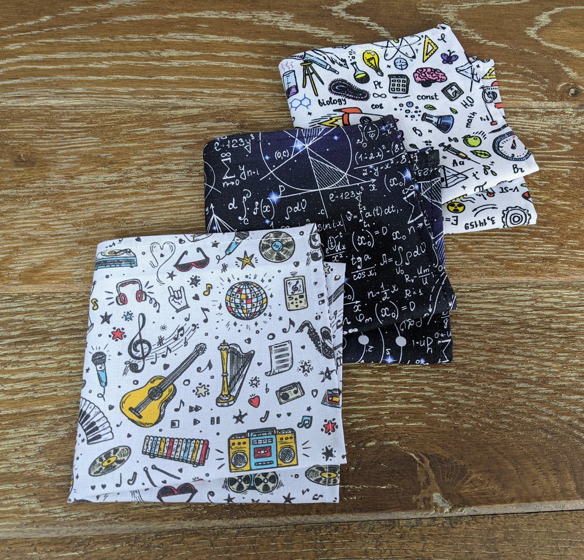 White Science Doodles Pocket Square - Handkerchiefs - - THREADPEPPER