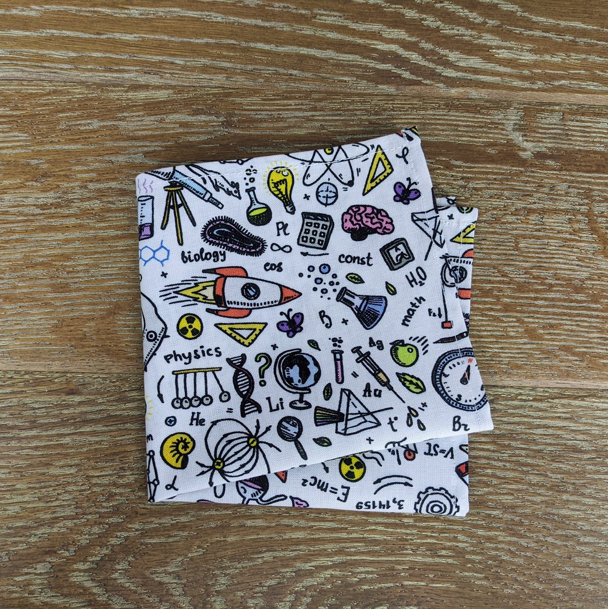 White Science Doodles Pocket Square - Handkerchiefs - - THREADPEPPER
